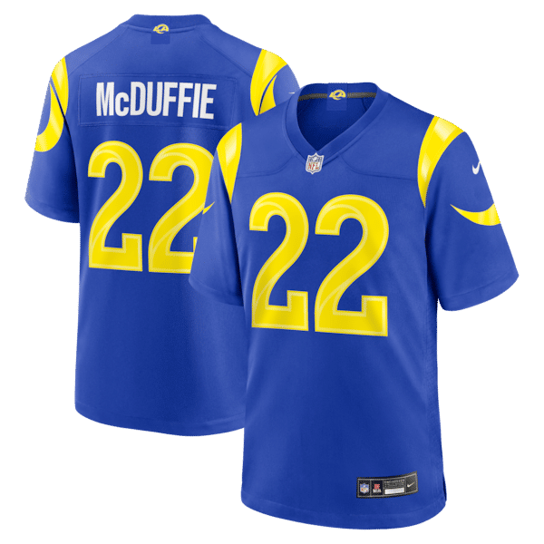 Custom Trent McDuffie Los Angeles Rams Game Jersey Royal