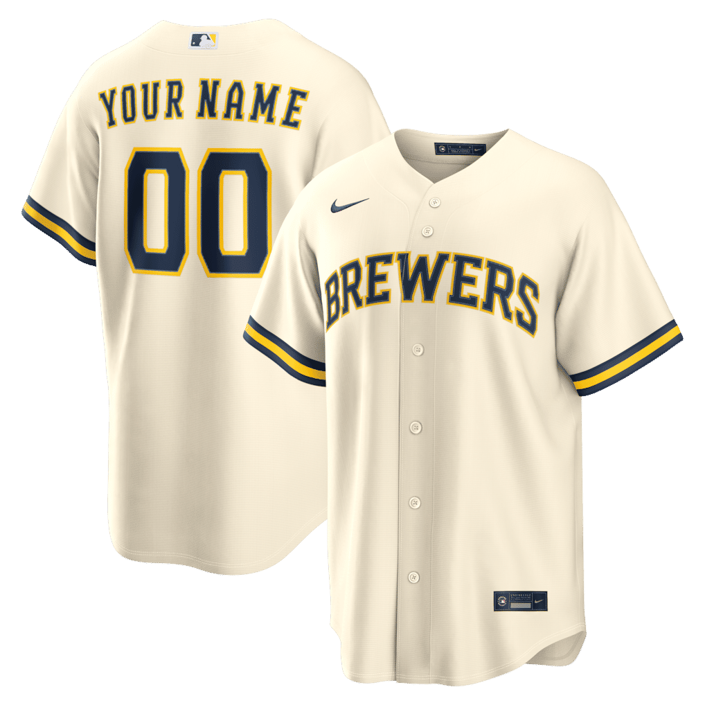 Custom Milwaukee Brewers Home Replica Custom Jersey Cream
