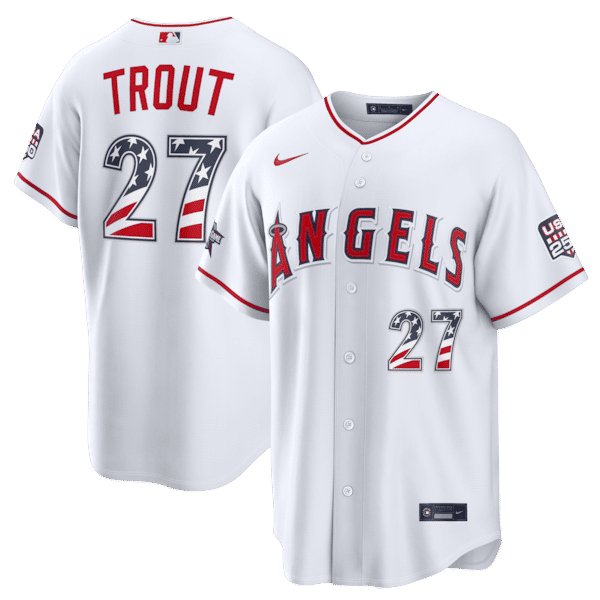 Custom Mike Trout Los Angeles Angels 2026 All-Star Edition Stars & Stripes Stadium Jersey White