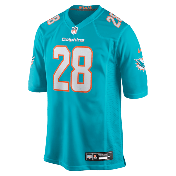 Custom De'Von Achane Miami Dolphins Game Jersey Aqua