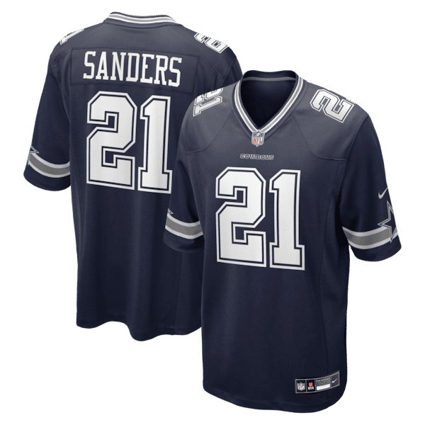 Custom Deion Sanders Dallas Cowboys Team Retired Player Game Jersey Navy