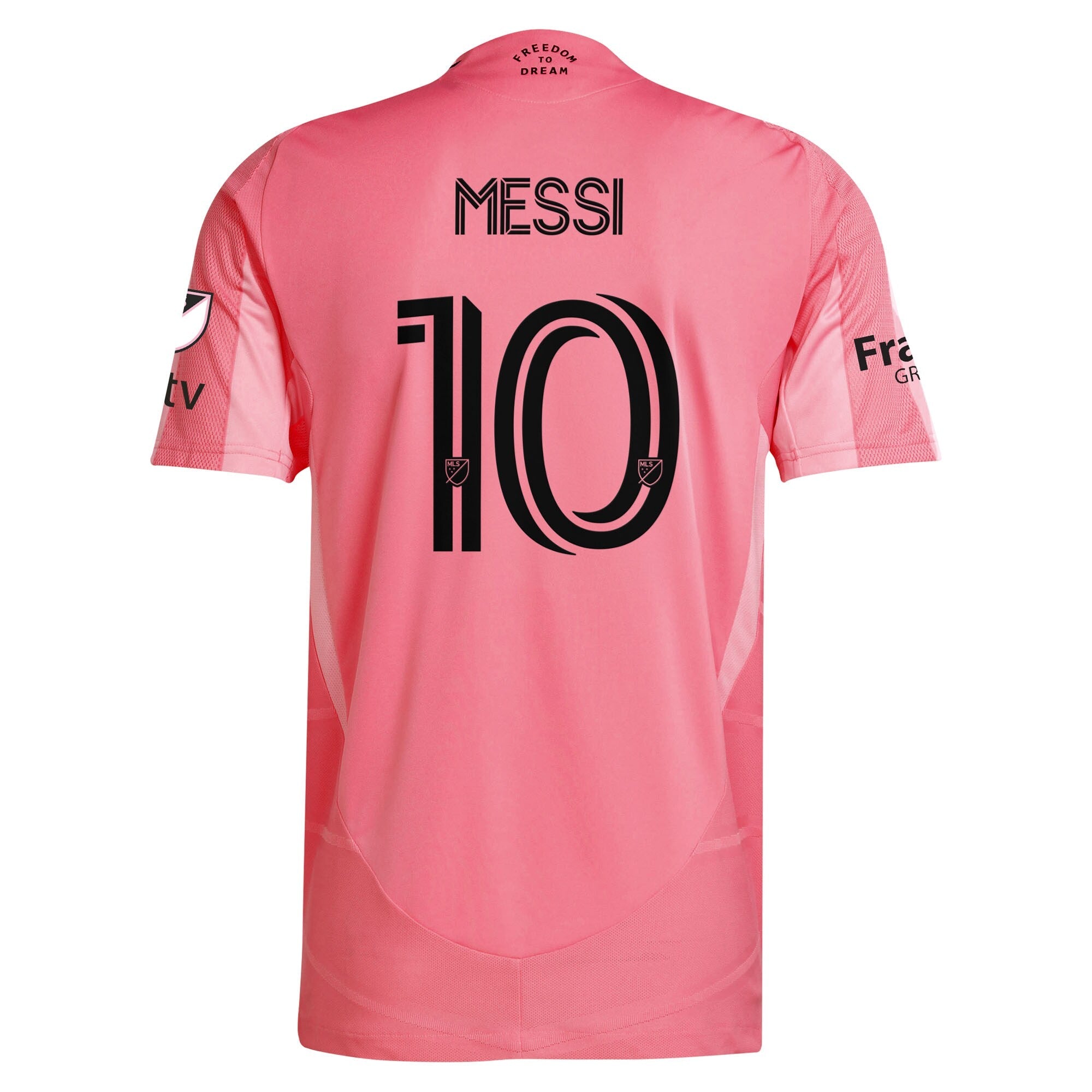 Back view of Jerseys Teams Lionel Messi Inter Miami jersey 2025 in pink with number 10 and Messi name