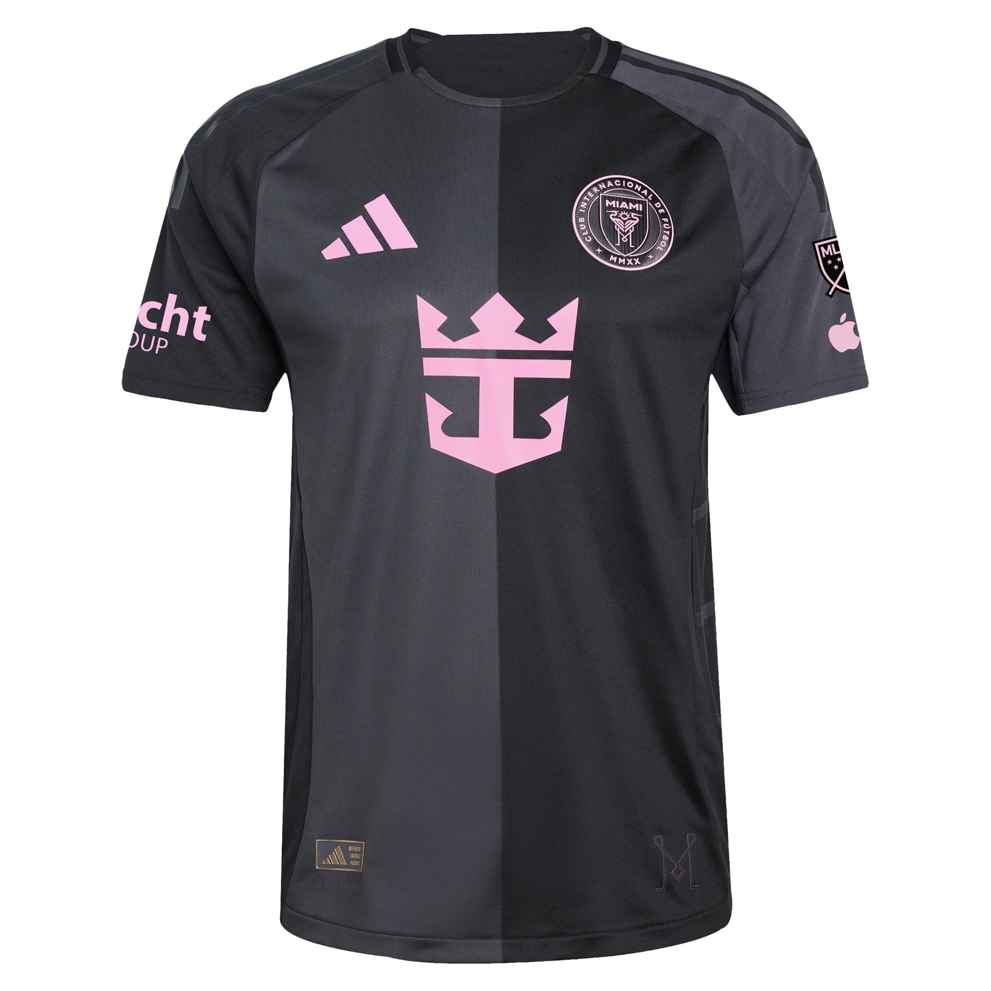 Jerseys Teams Lionel Messi Inter Miami jersey 2025 in black and pink with team and sponsor logos
