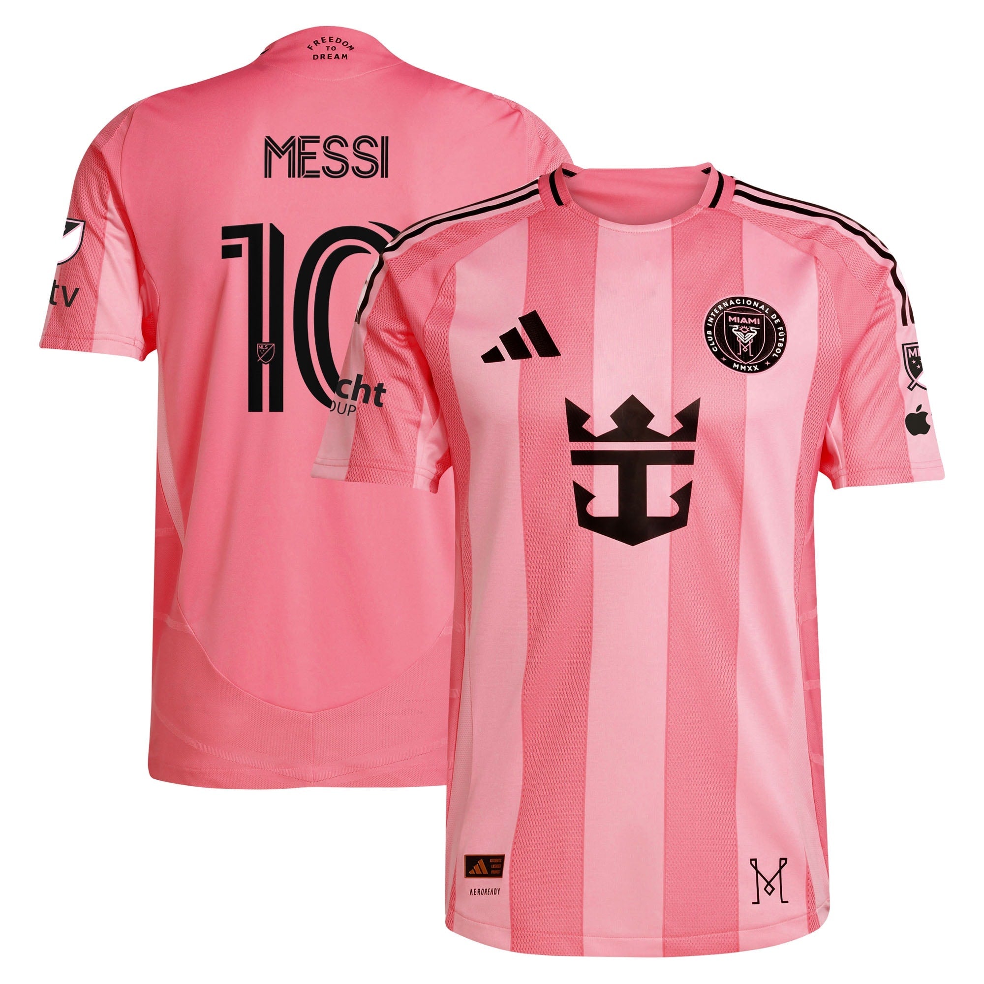 Jerseys Teams Lionel Messi Inter Miami jersey 2025 in pink with black logos and number 10 on back